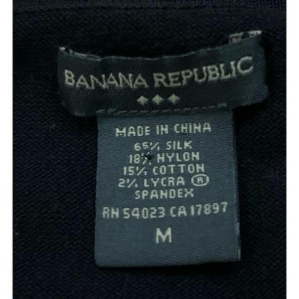 Banana Republic Silk Blend Solid Black Stretch Minimalist‎ 3/4 Sleeve Sweater - Picture 5 of 6